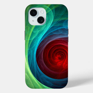 Red Storm Floral Modern Abstract Art Color Pattern iPhone 15 Case