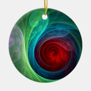 Red Storm Floral Modern Abstract Art Color Pattern Ceramic Ornament