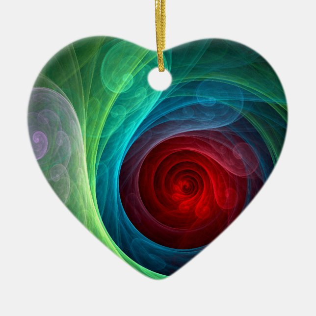 Red Storm Floral Modern Abstract Art Color Pattern Ceramic Ornament (Front)