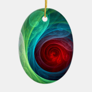 Red Storm Floral Modern Abstract Art Color Pattern Ceramic Ornament