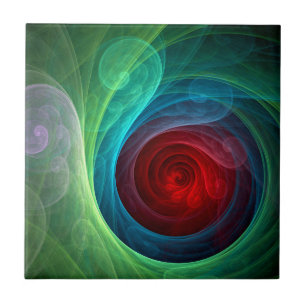 Red Storm Floral Modern Abstract Art Color Pattern Ceramic Tile