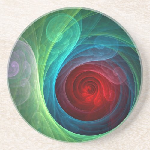Red Storm Floral Modern Abstract Art Color Pattern Coaster