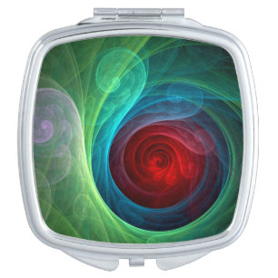 Red Storm Floral Modern Abstract Art Color Pattern Compact Mirror