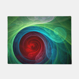 Red Storm Floral Modern Abstract Art Color Pattern Doormat