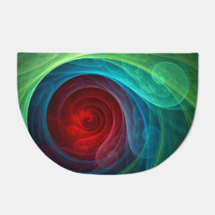 Red Storm Floral Modern Abstract Art Color Pattern Doormat