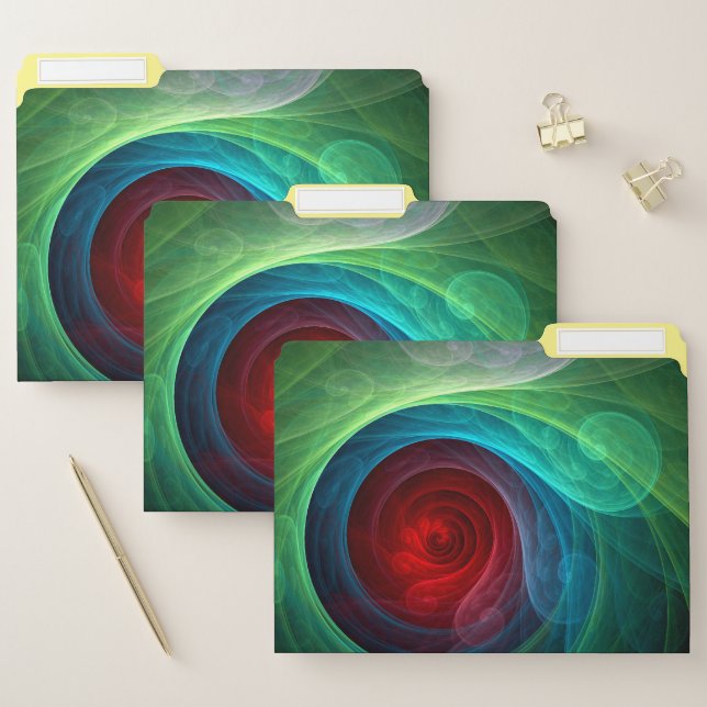 Red Storm Floral Modern Abstract Art Color Pattern File Folder (Set)