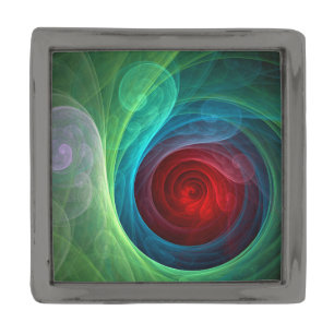 Red Storm Floral Modern Abstract Art Color Pattern Gunmetal Finish Lapel Pin