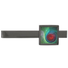 Red Storm Floral Modern Abstract Art Color Pattern Gunmetal Finish Tie Clip
