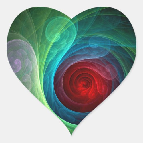 Red Storm Floral Modern Abstract Art Color Pattern Heart Sticker