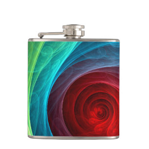 Red Storm Floral Modern Abstract Art Color Pattern Hip Flask