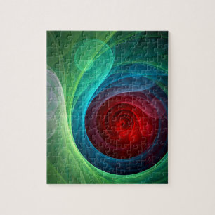 Red Storm Floral Modern Abstract Art Color Pattern Jigsaw Puzzle