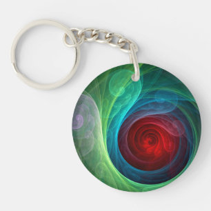 Red Storm Floral Modern Abstract Art Color Pattern Keychain