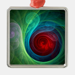 Red Storm Floral Modern Abstract Art Color Pattern Metal Ornament