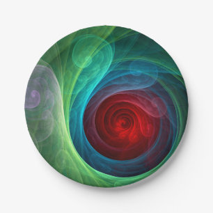 Red Storm Floral Modern Abstract Art Color Pattern Paper Plates