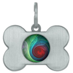 Red Storm Floral Modern Abstract Art Color Pattern Pet ID Tag