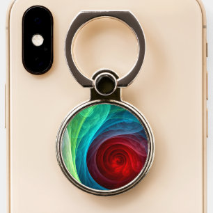 Red Storm Floral Modern Abstract Art Color Pattern Phone Ring Stand