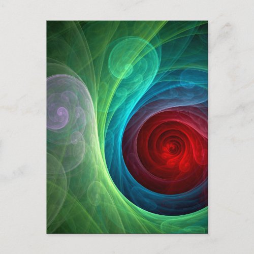 Red Storm Floral Modern Abstract Art Color Pattern Postcard
