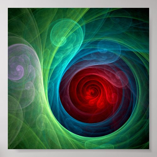 Red Storm Floral Modern Abstract Art Color Pattern Poster