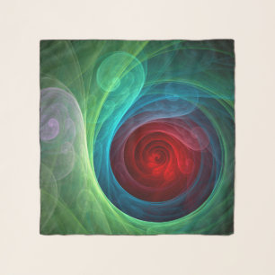 Red Storm Floral Modern Abstract Art Color Pattern Scarf