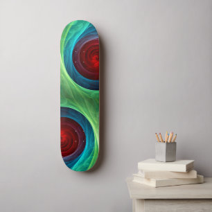 Red Storm Floral Modern Abstract Art Color Pattern Skateboard
