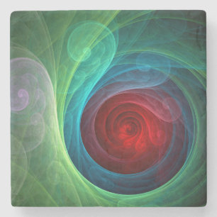 Red Storm Floral Modern Abstract Art Color Pattern Stone Coaster