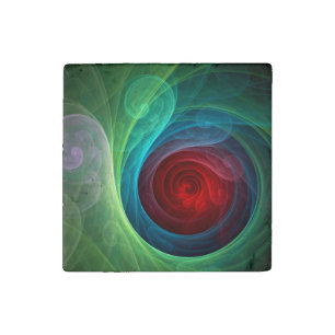 Red Storm Floral Modern Abstract Art Color Pattern Stone Magnet