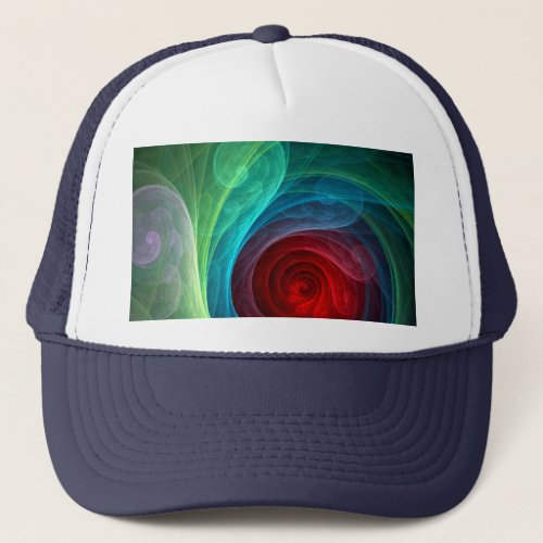 Red Storm Floral Modern Abstract Art Color Pattern Trucker Hat