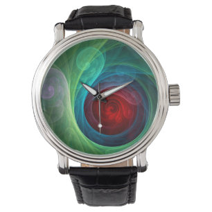 Red Storm Floral Modern Abstract Art Color Pattern Watch