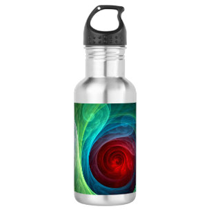 Red Storm Floral Modern Abstract Art Color Pattern Water Bottle
