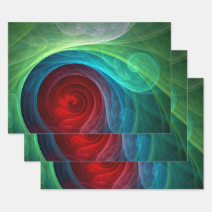 Red Storm Floral Modern Abstract Art Color Pattern Wrapping Paper Sheets