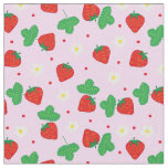 Red Strawberries and Flowers on Pink Patterned Fabric