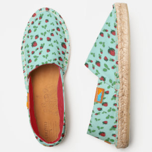 Red Strawberries And Green Leaves Espadrilles