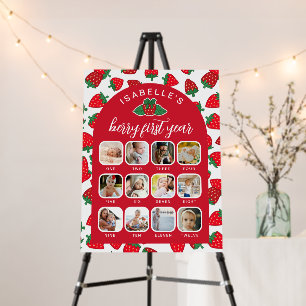 Red Strawberries Berry First Year 12 Photo Collage Foam Board