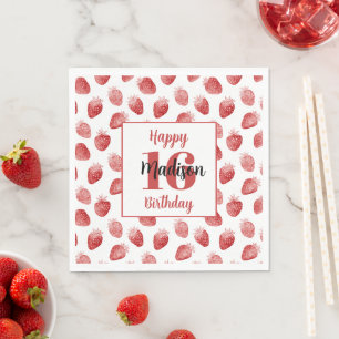 Red Strawberries Fruit 16th Birthday Napkins