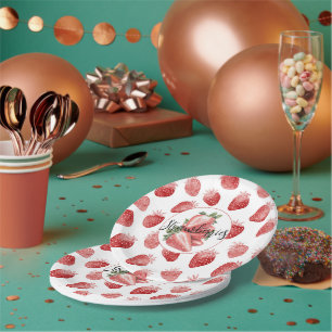 Red Strawberries Fruit Birthday Paper Plates