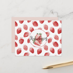Red Strawberries Fruit Postcard