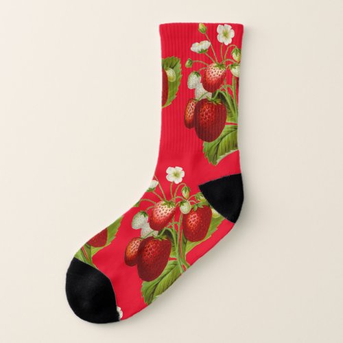 Red Strawberries Fruit Socks