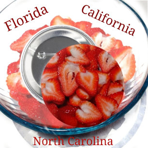 Red Strawberries Heart-shape Slices Photographic  Button