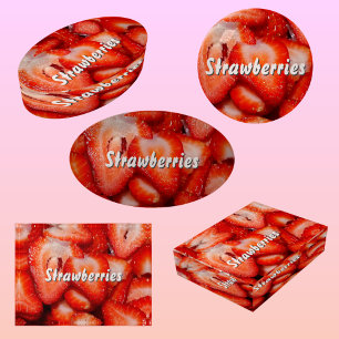 Red Strawberries Heart Shape Slices Photographic Paperweight