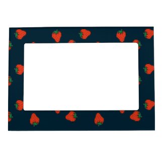 Red strawberries on blue