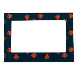 Red strawberries on blue magnetic frame