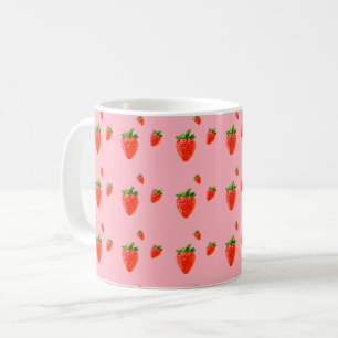 Red Strawberries on pink background Coffee Mug