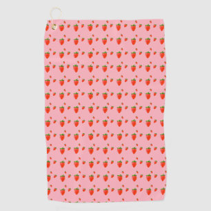 Red Strawberries on pink background Golf Towel