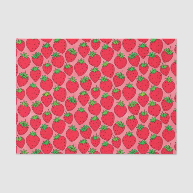 Red Strawberries on Pink Tissue Paper (Front)