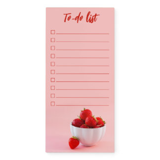 Red Strawberries On Pink To-Do List Checklist Magnetic Notepad
