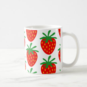Red strawberries pattern coffee mug gift idea
