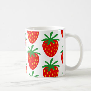 Red strawberries pattern coffee mug gift idea