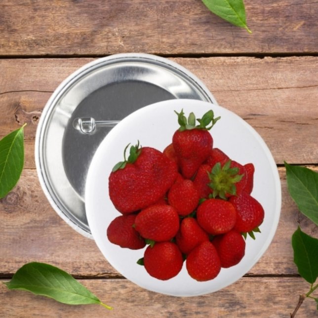 Red Strawberries Photographic  Button (Creator Uploaded)