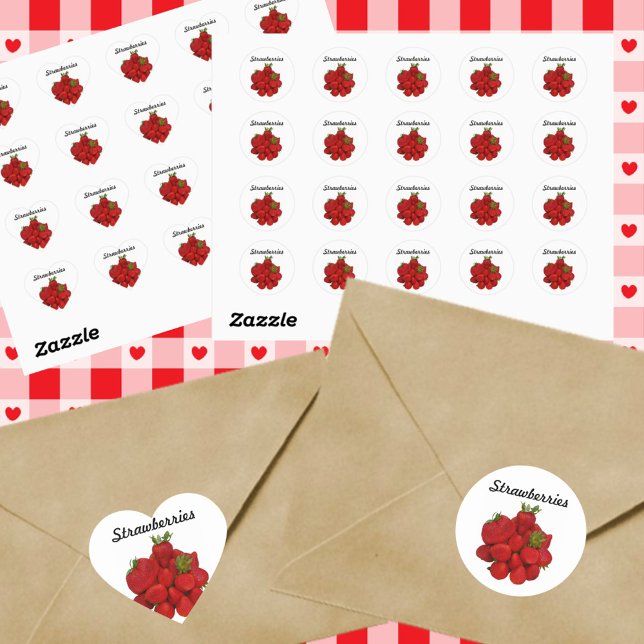 Red Strawberries Photographic  Classic Round Sticker (Creator Uploaded)