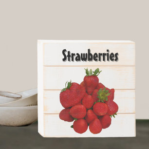 Red Strawberries Photographic Rustic Wooden Box Sign